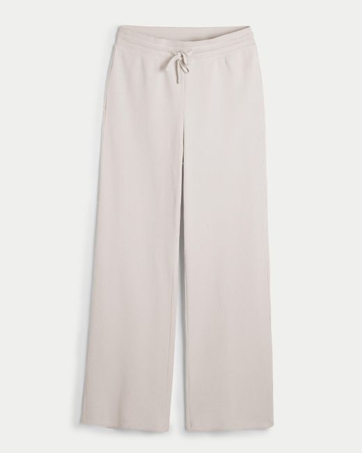 Hollister White Gilly Hicks Cozy Micro-waffle Wide-leg Pants