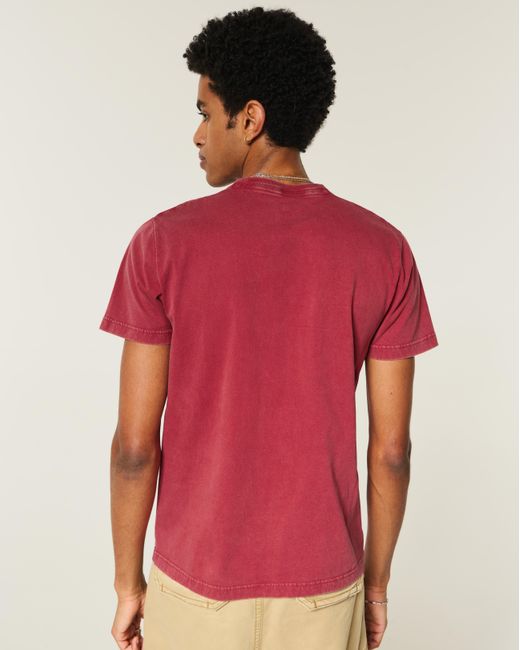Hollister Red Cotton Icon Crew T-shirt for men
