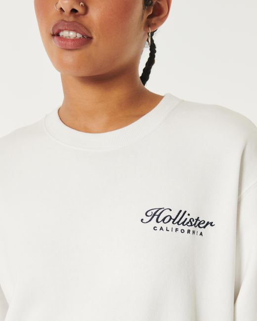 Hollister White Easy Logo Crew Sweatshirt