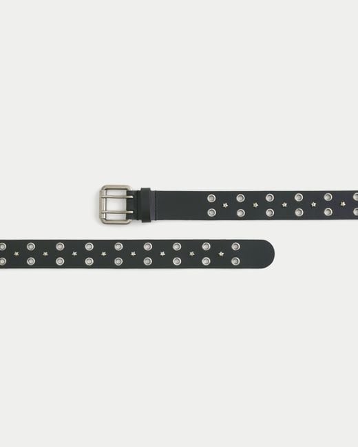 Hollister Black Star-studded Leather Belt for men
