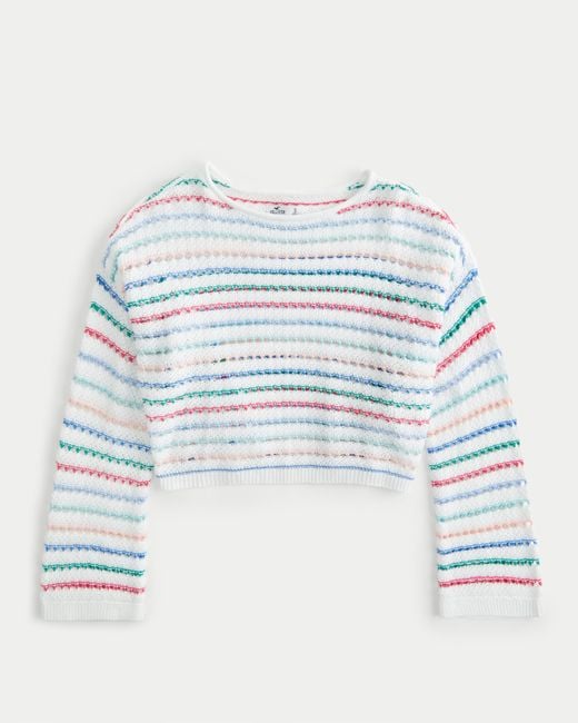 Hollister Blue Easy Crochet-style Crew Sweater