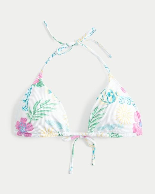 Hollister Blue Rib Multi-way Triangle Bikini Top