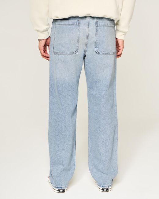 Hollister Blue Medium Wash Baggy Jeans for men