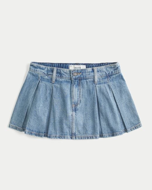 Hollister Blue Plissierter Mini-Skort aus Jeansstoff