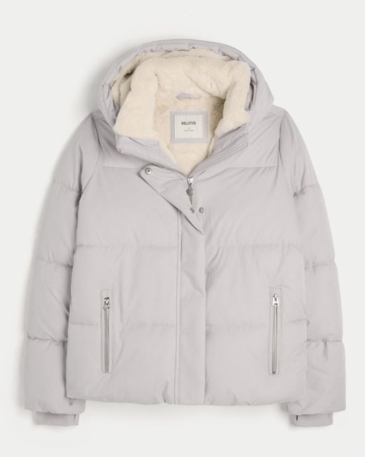 Hollister Natural Faux Fur-lined All-weather Puffer Jacket