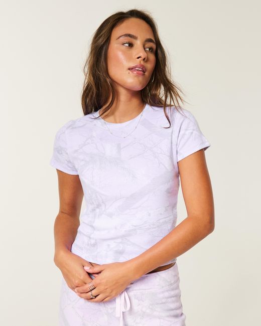 Hollister Purple Camo Crew Baby Tee