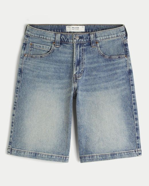 Hollister Blue Low-rise Medium Wash Baggy Jean Shorts for men