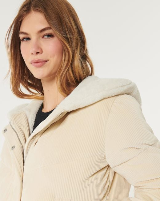 Hollister Natural Cozy-lined Corduroy Puffer Jacket