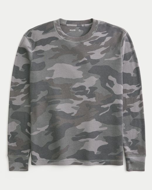 Hollister Gray Thermal Camo Shirt for men