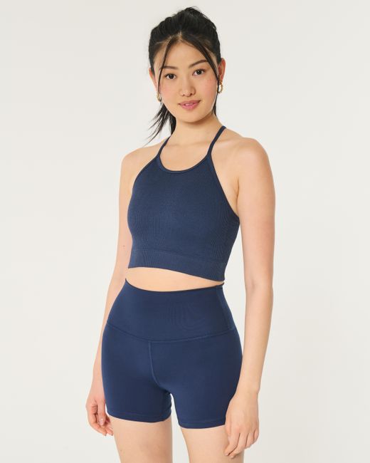 Hollister Blue Gilly Hicks Active Ribbed Seamless Fabric High-neck Tank