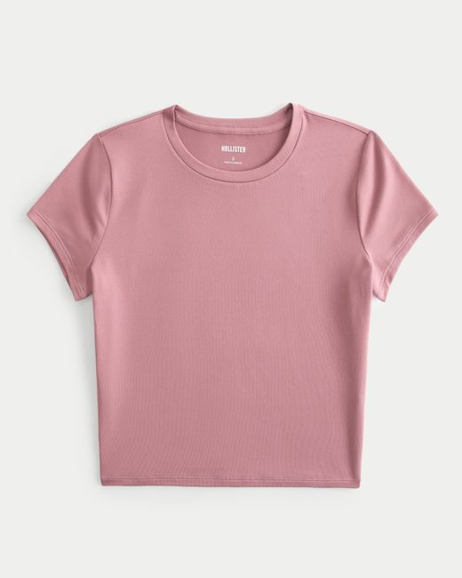 Hollister Pink Lang geschnittenes T-Shirt mit Rundhalsausschnitt ohne Nähte