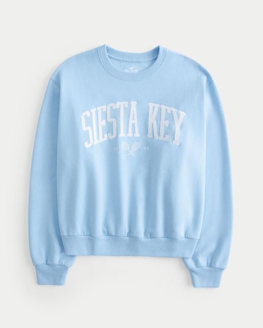 Hollister Blue Lässiges Sweatshirt mit Rundhalsausschnitt und Siesta Key-Grafik