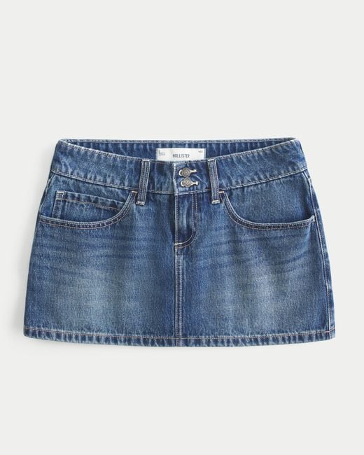 Hollister Blue Low-rise Studded Denim Mini Skort