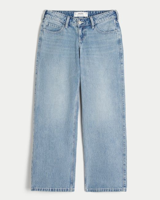 Hollister Blue Ultra Low-rise Light Wash Baggy Jeans