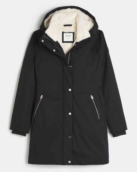 Hollister Black All-weather Faux Fur-lined Parka