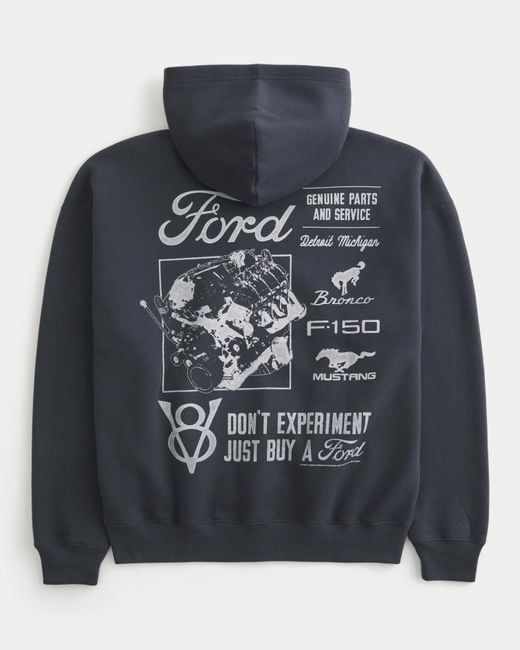 Hollister Kastiger Hoodie mit Ford-Grafik und Reißverschluss in Gray für Herren