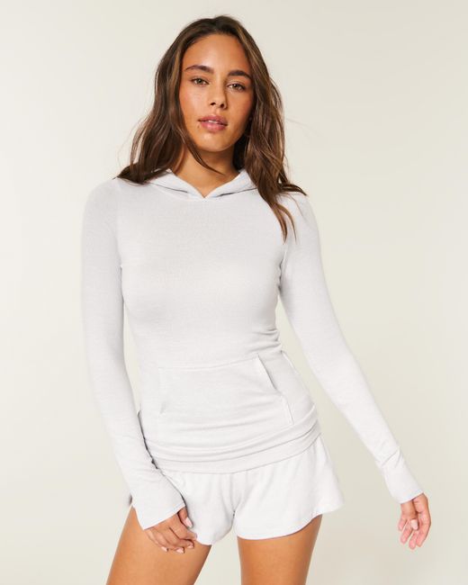 Hollister White Always Cozy Slim Hoodie