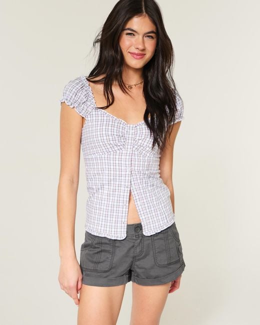 Hollister Black Twill Utility Mini Shorts