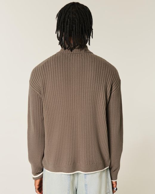 Hollister Brown Relaxed Number Graphic Zip-up Sweater for men