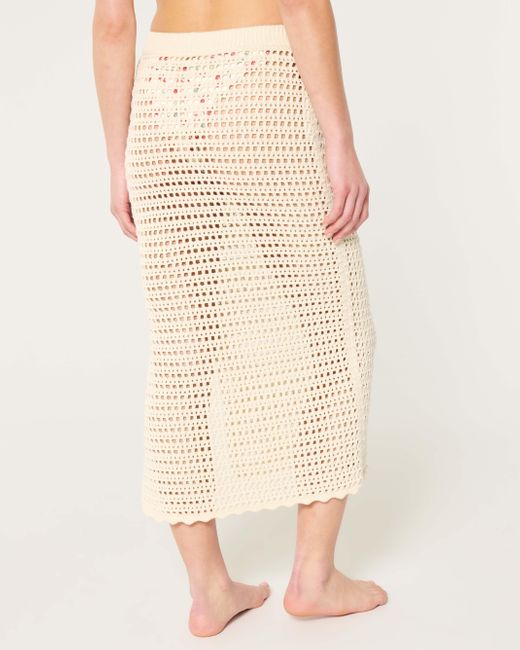 Hollister Natural Crochet-style Cover Up Maxi Skirt