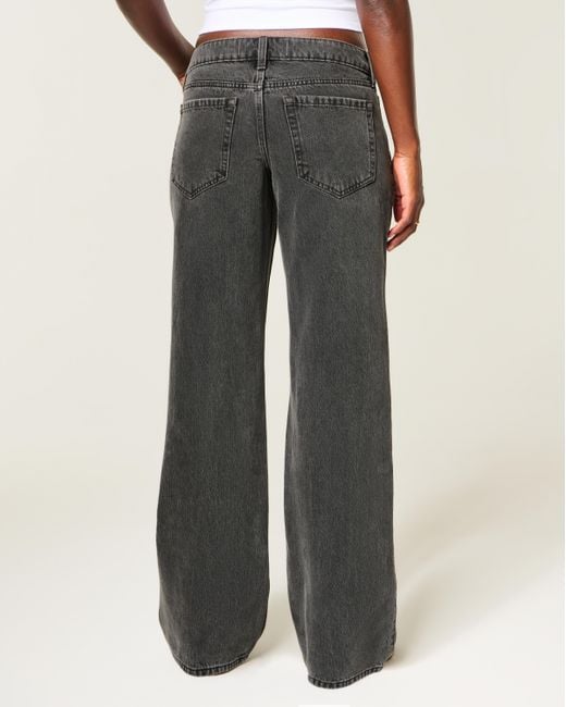Hollister Gray Ultra Low-rise Washed Black Baggy Jeans