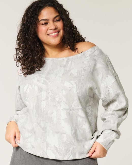Hollister Oversized Camo Off the shoulder Sweatshirt in White Lyst UK