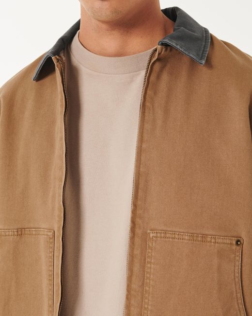 Hollister Brown Faux Shearling-lined Workwear Jacket for men