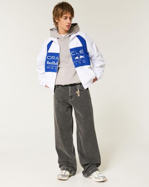 Hollister Blue Oracle Red Bull Racing Graphic Track Jacket for men