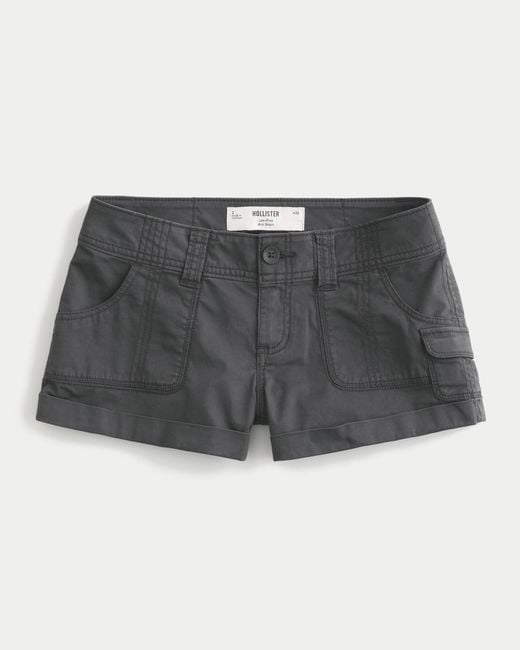 Hollister Black Twill Utility Mini Shorts