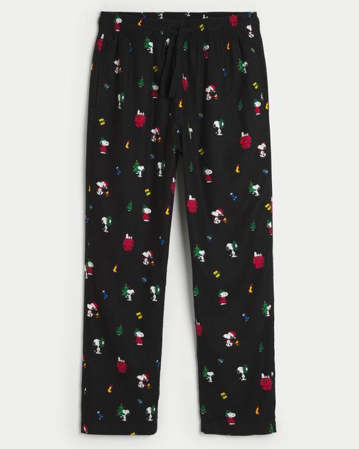 Hollister Black 24/7 Peanuts Graphic Pajama Pants for men