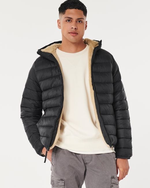 Hollister Ultimate Cozylined Puffer Jacket in Black for Men Lyst UK