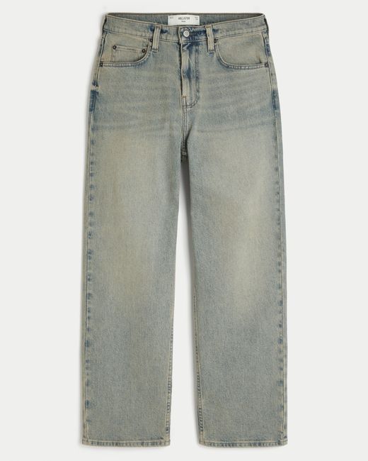 Hollister Gray Light Wash Baggy Jeans for men