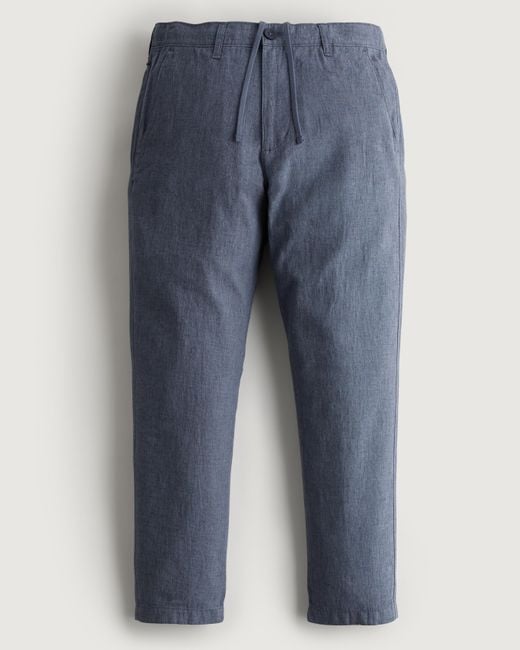 Hollister Blue Linen Blend Slim Pull-on Pants for men