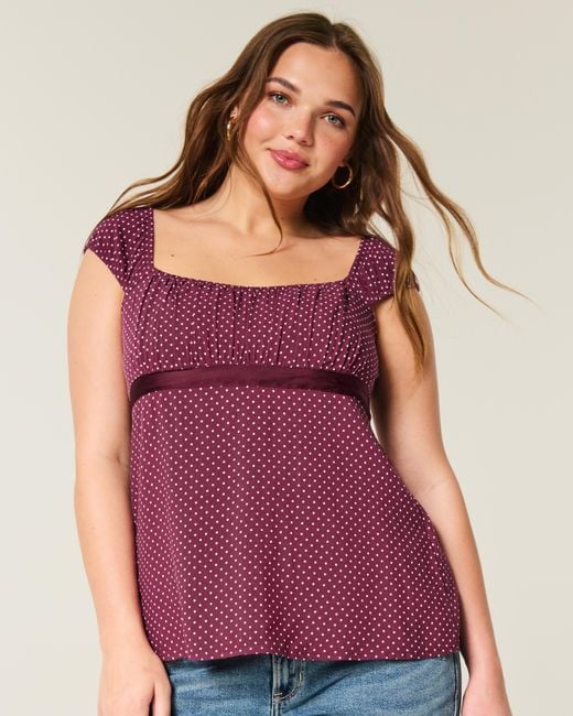 Hollister Purple Lässiges Babydoll-Oberteil zum Binden
