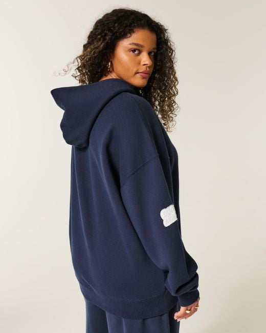 Hollister Blue Oversized Hoodie mit Bear Lake-Grafik