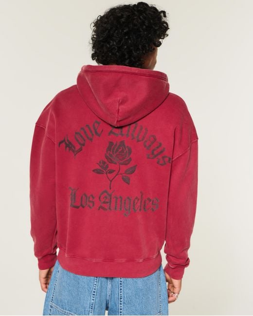 Hollister Red Hollister Feel Good Boxy Zip-up Graphic Hoodie for men
