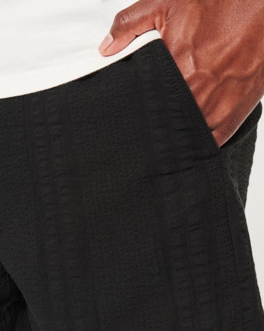 Hollister Black Seersucker Shorts 7" for men