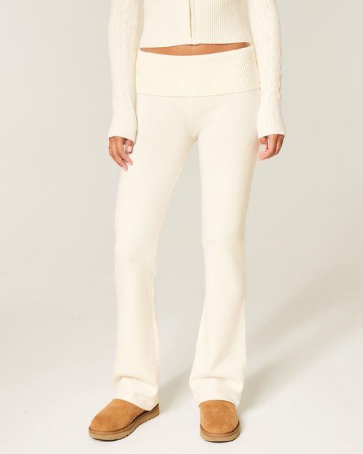 Hollister Natural Gilly Hicks Sweater-knit Foldover Bootcut Pants