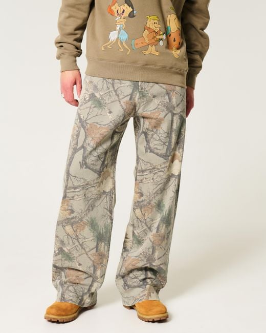 Hollister Gray Camo Super Baggy Jeans for men