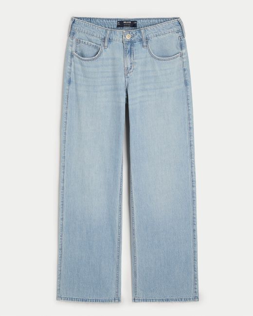 Hollister Blue Low-rise Lightweight Light Wash Baggy Jeans