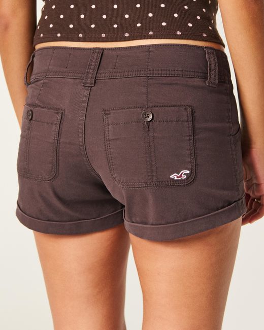 Hollister Purple Low-rise Twill Utility Mini Shorts