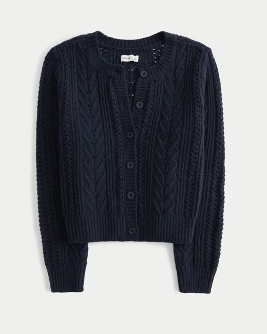 Hollister Blue Fy Cloud Cable-knit Cardigan