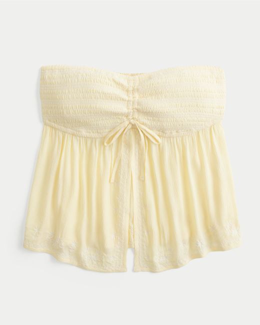 Hollister Natural Easy Strapless Flyaway Babydoll Top
