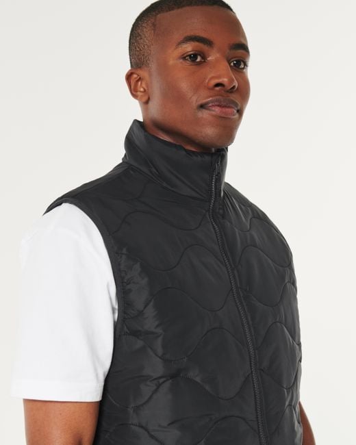 Hollister Black Onion-quilted Puffer Vest for men
