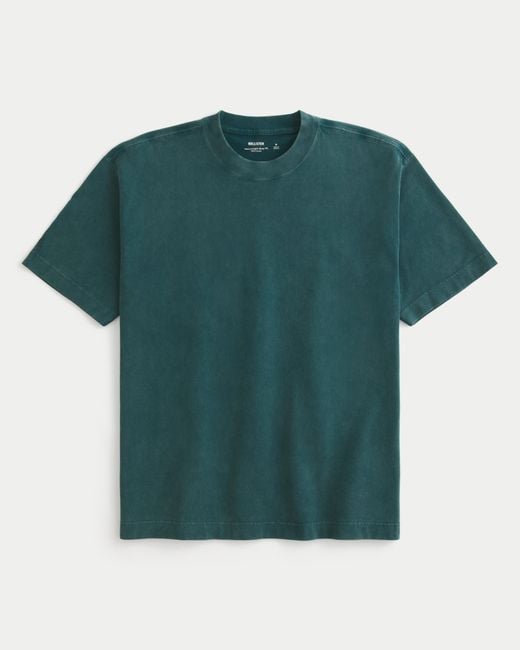 Hollister Green Boxy Heavyweight Washed Crew T-shirt for men