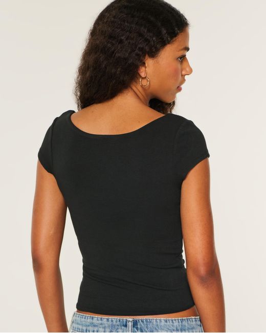 Hollister Black Must-have Basics Scoop/crew T-shirt