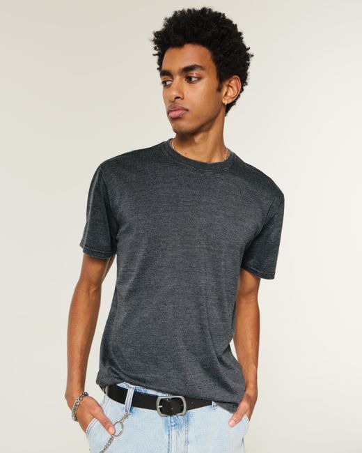 Hollister Black Relaxed Washed Crew T-shirt for men