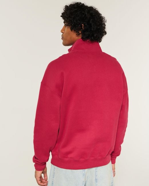 Hollister Red Fc Bayern München Graphic Quarter-zip Sweatshirt for men