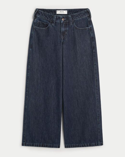 Hollister Blue Low-rise Dark Wash Super Baggy Jeans
