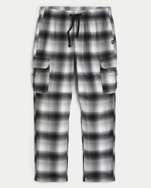 Hollister Gray Flannel Cargo Pajama Pants for men
